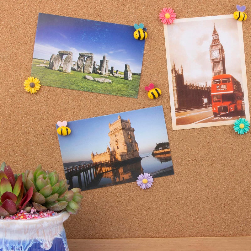 Yalis 24 Pcs Decorative Thumbtacks Colorful Floret and Bees Pushpins for Feature Wall, Whiteboard, Corkboard, Photo Wall - Image 5